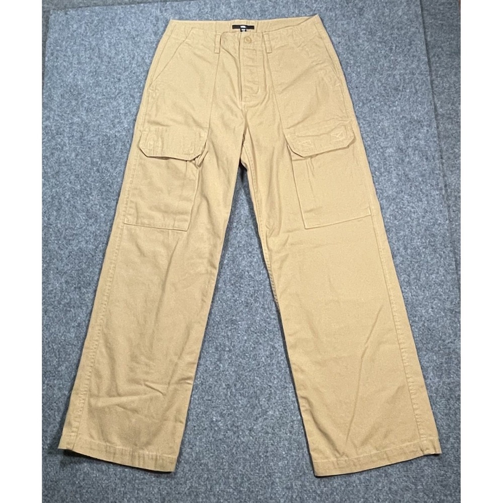 Vans Cargo Pants Women 28 Tan Wide Leg Button Fly Utility Skater Khaki